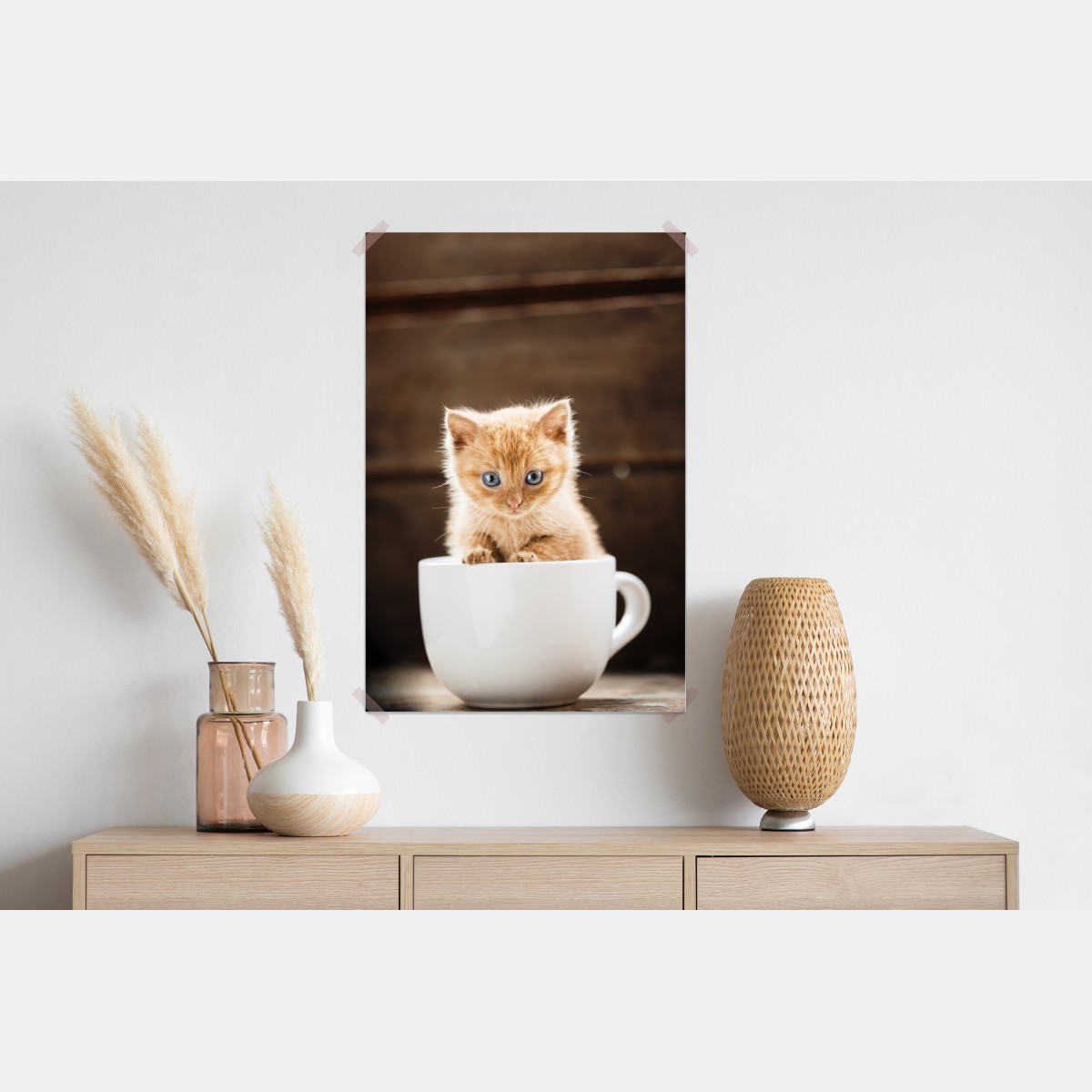 Plakat rudy kociak w filiżance – Wallissimo® Plakat rudy kociak w filiżance – Wallissimo®