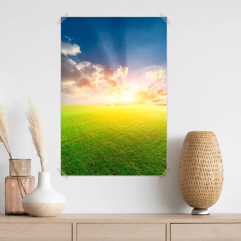 Plakat słoneczna łąka o zmierzchu – Wallissimo® Plakat słoneczna łąka o zmierzchu – Wallissimo®