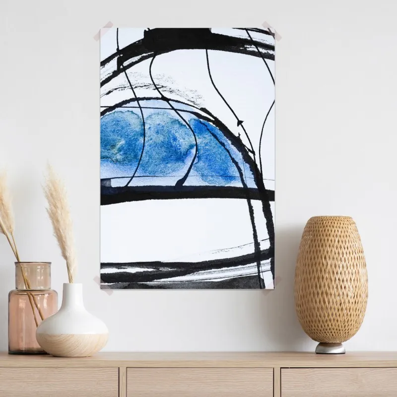 Plakat niebieska abstrakcja tuszem i akwarelą – Wallissimo® Plakat niebieska abstrakcja tuszem i akwarelą – Wallissimo®