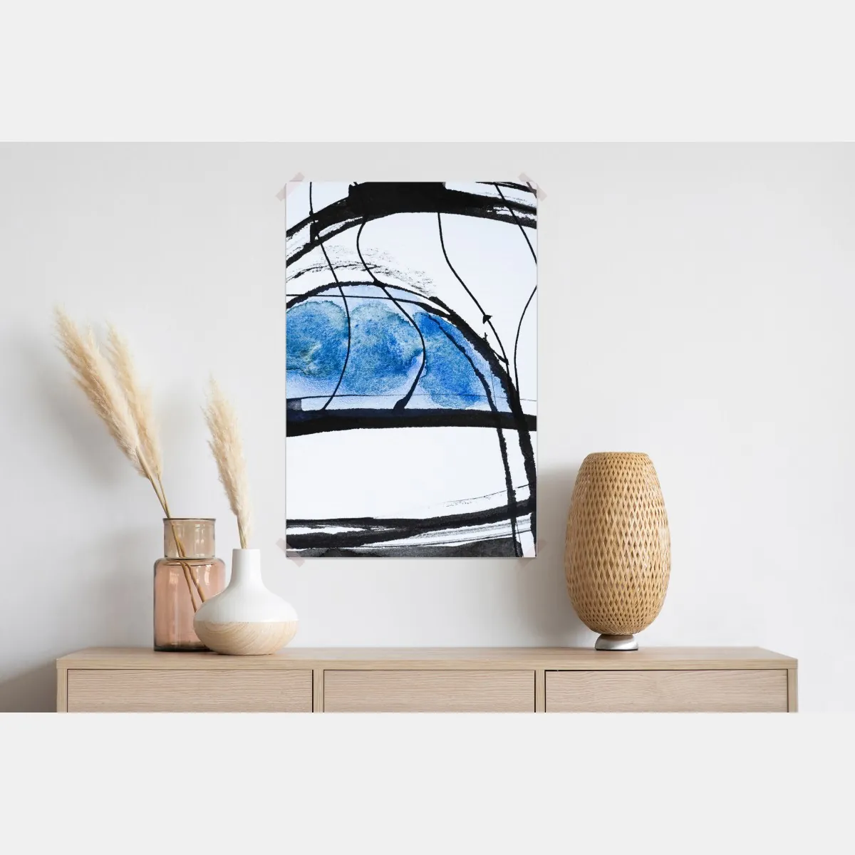 Plakat niebieska abstrakcja tuszem i akwarelą – Wallissimo® Plakat niebieska abstrakcja tuszem i akwarelą – Wallissimo®