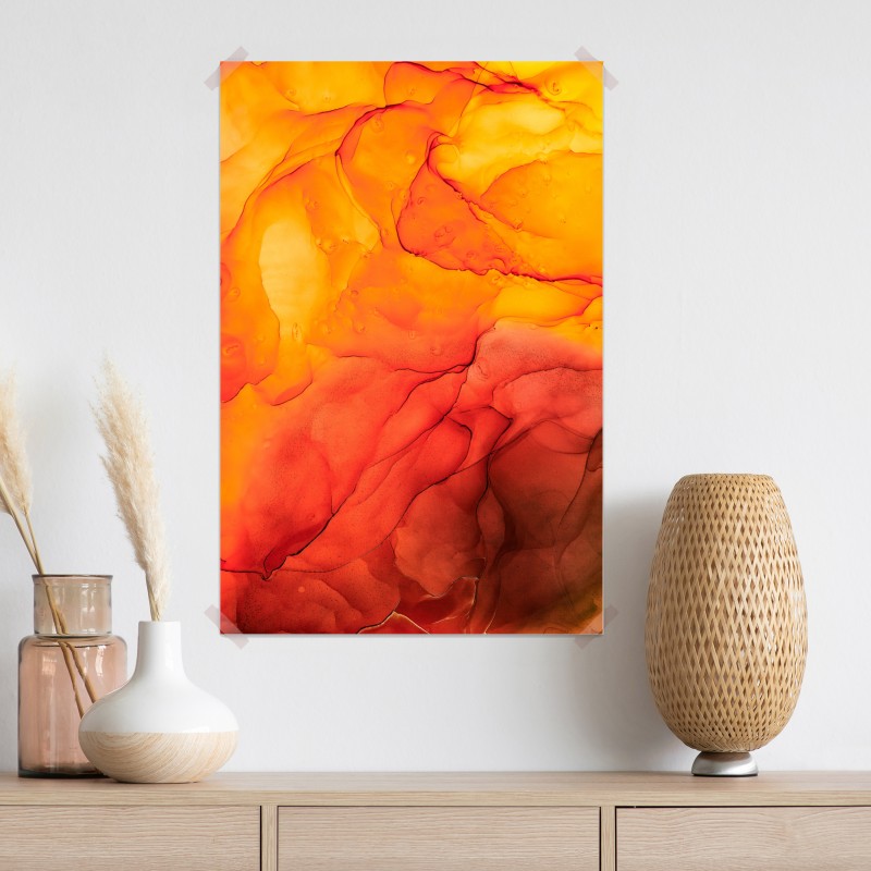 Plakat abstrakcja alkoholowa w odcieniach pomarańczy – Wallissimo® Plakat abstrakcja alkoholowa w odcieniach pomarańczy – Wallissimo®