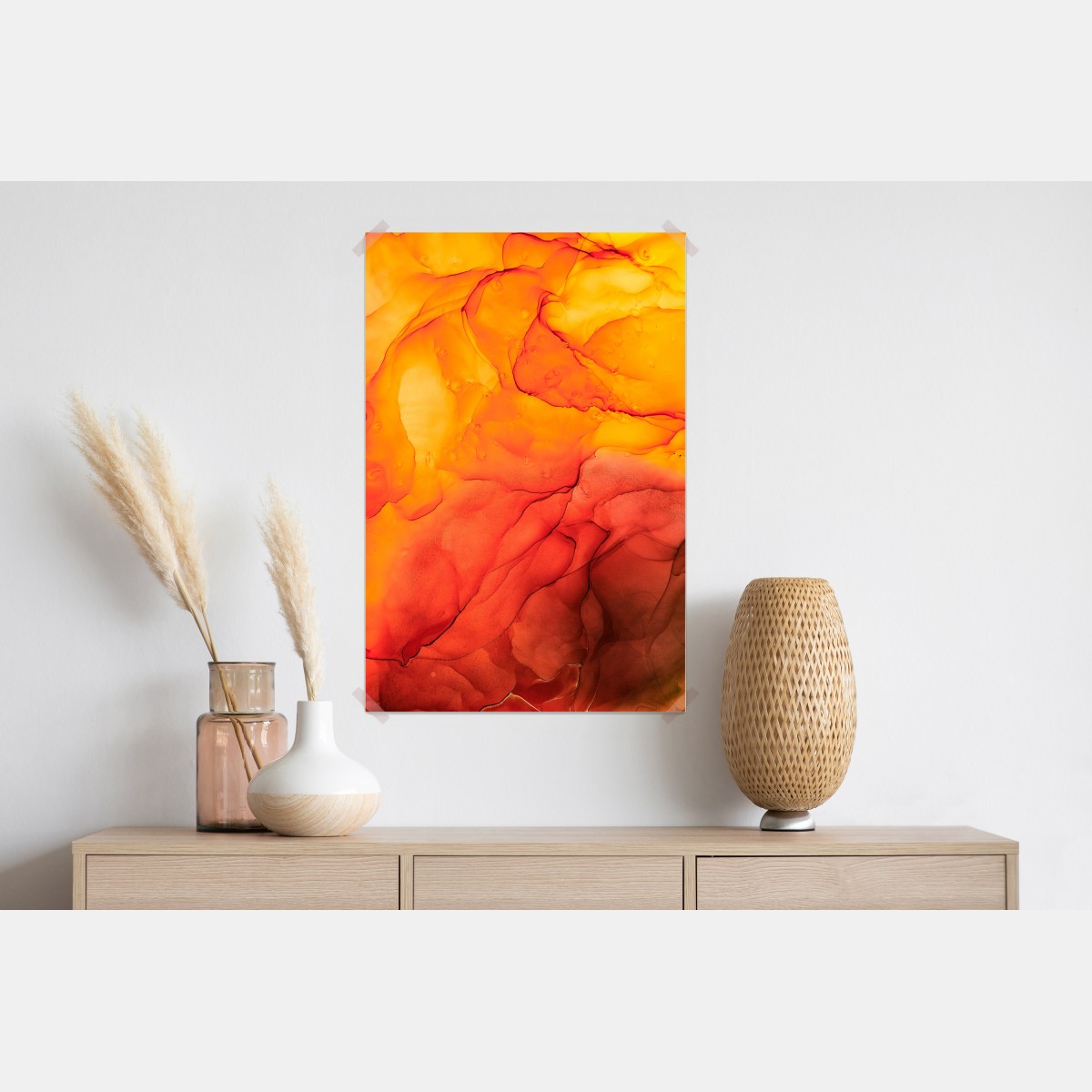 Plakat abstrakcja alkoholowa w odcieniach pomarańczy – Wallissimo® Plakat abstrakcja alkoholowa w odcieniach pomarańczy – Wallissimo®