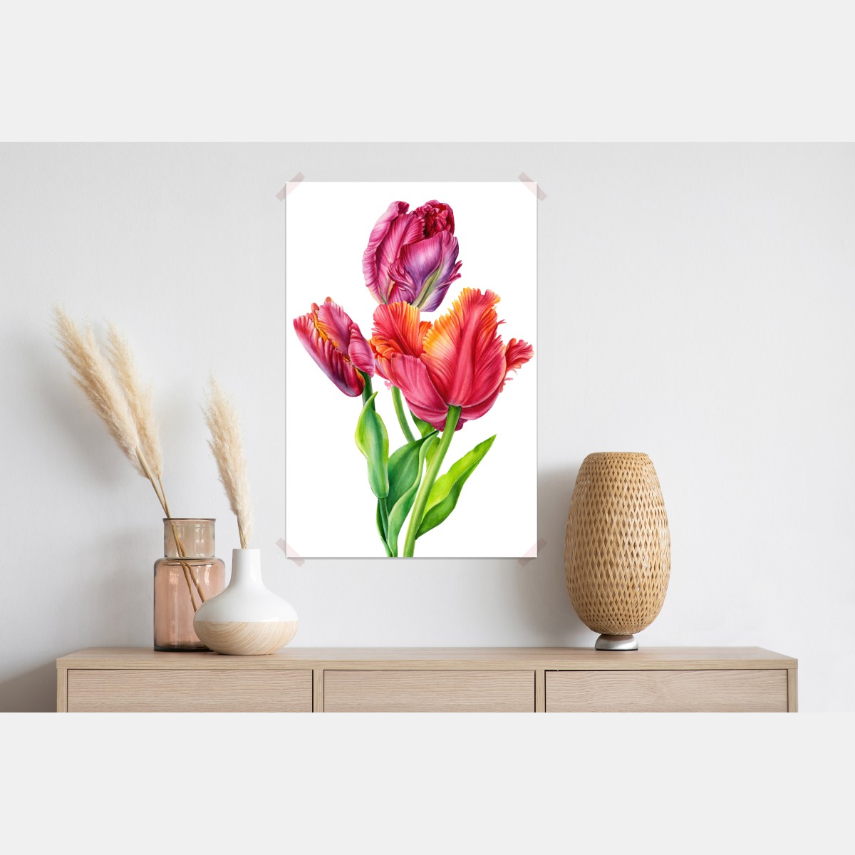 Plakat żywe różowe tulipany w akwareli – Wallissimo® Plakat żywe różowe tulipany w akwareli – Wallissimo®