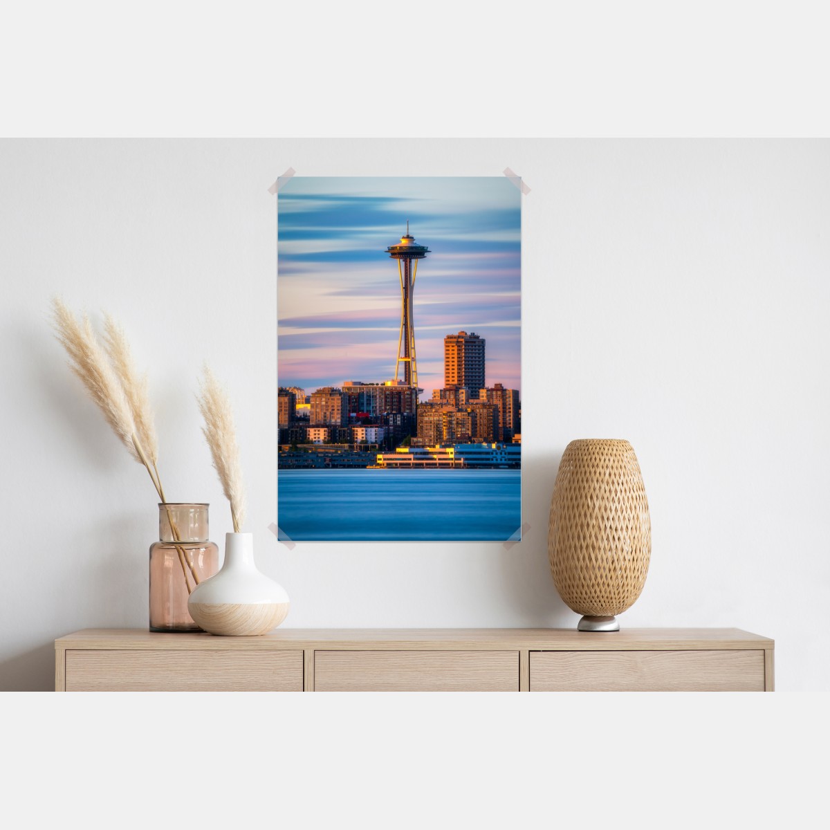 Plakat panorama Seattle ze Space Needle o zachodzie słońca – Wallissimo® Plakat panorama Seattle ze Space Needle o zachodzie słońca – Wallissimo®