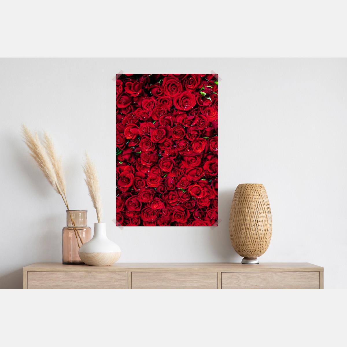 Plakat gęsta ściana czerwonych róż – Wallissimo® Plakat gęsta ściana czerwonych róż – Wallissimo®