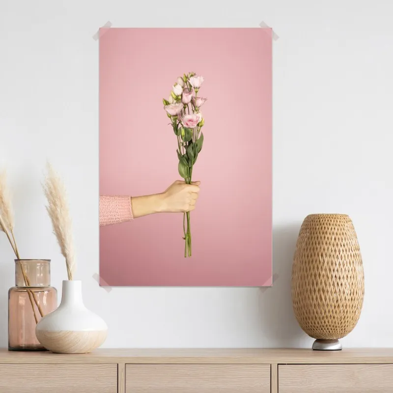 Plakat delikatny różowy bukiet eustomy – Wallissimo® Plakat delikatny różowy bukiet eustomy – Wallissimo®