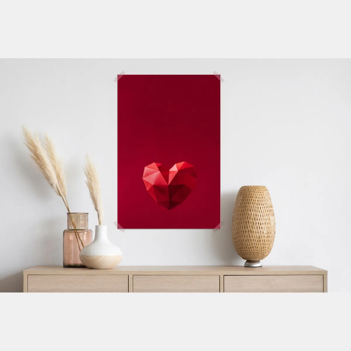Plakat geometryczne czerwone papierowe serce – Wallissimo® Plakat geometryczne czerwone papierowe serce – Wallissimo®