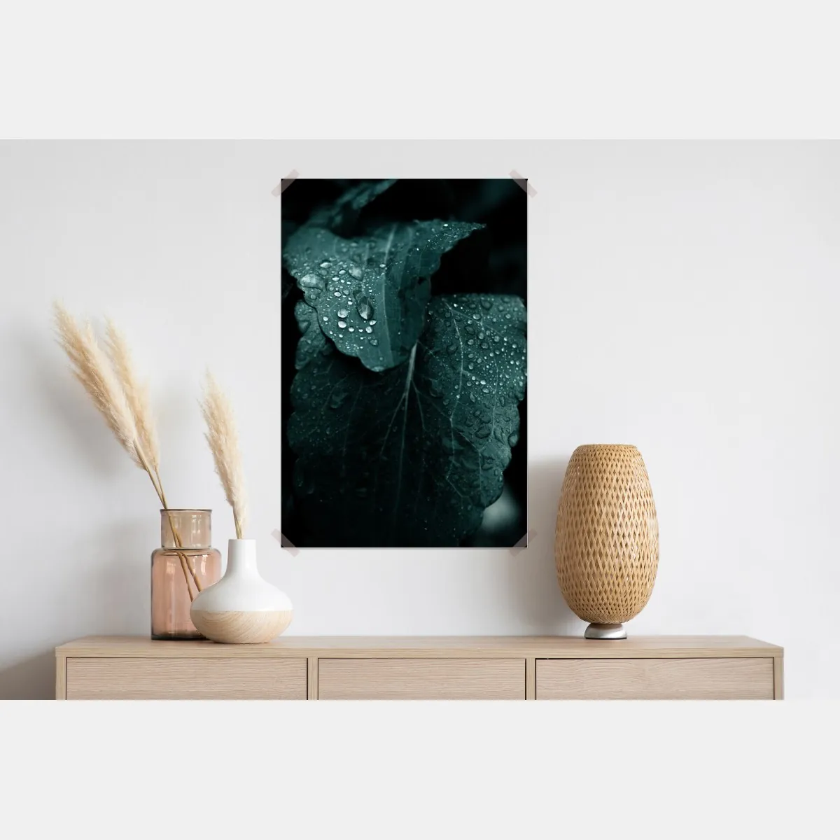 Plakat krople rosy na liściach – Wallissimo® Plakat krople rosy na liściach – Wallissimo®