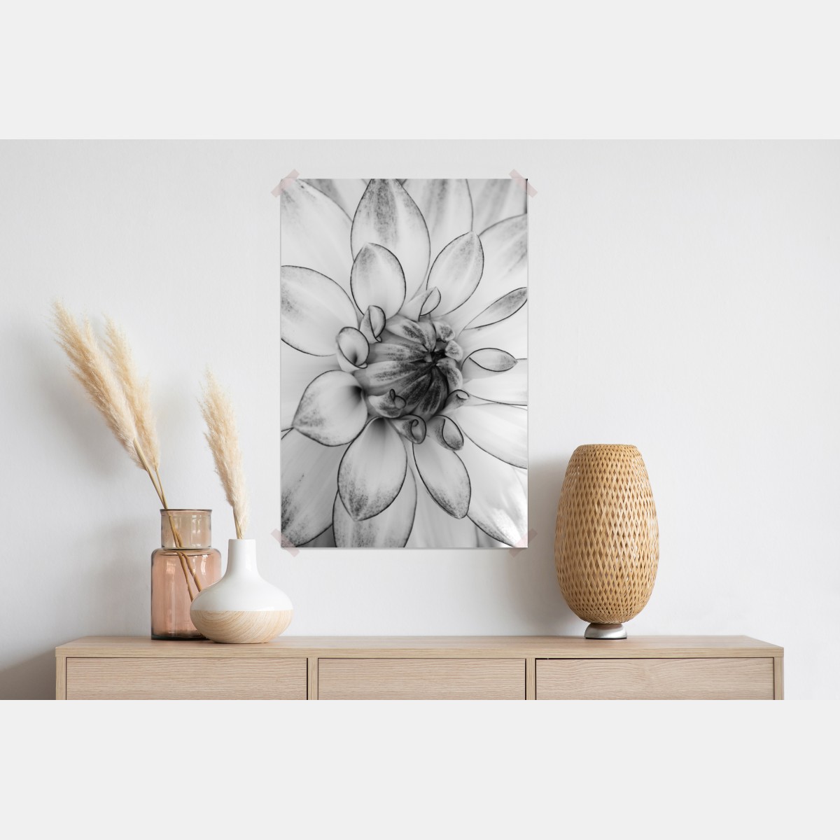 Plakat monochromatyczne zbliżenie dalii – Wallissimo® Plakat monochromatyczne zbliżenie dalii – Wallissimo®