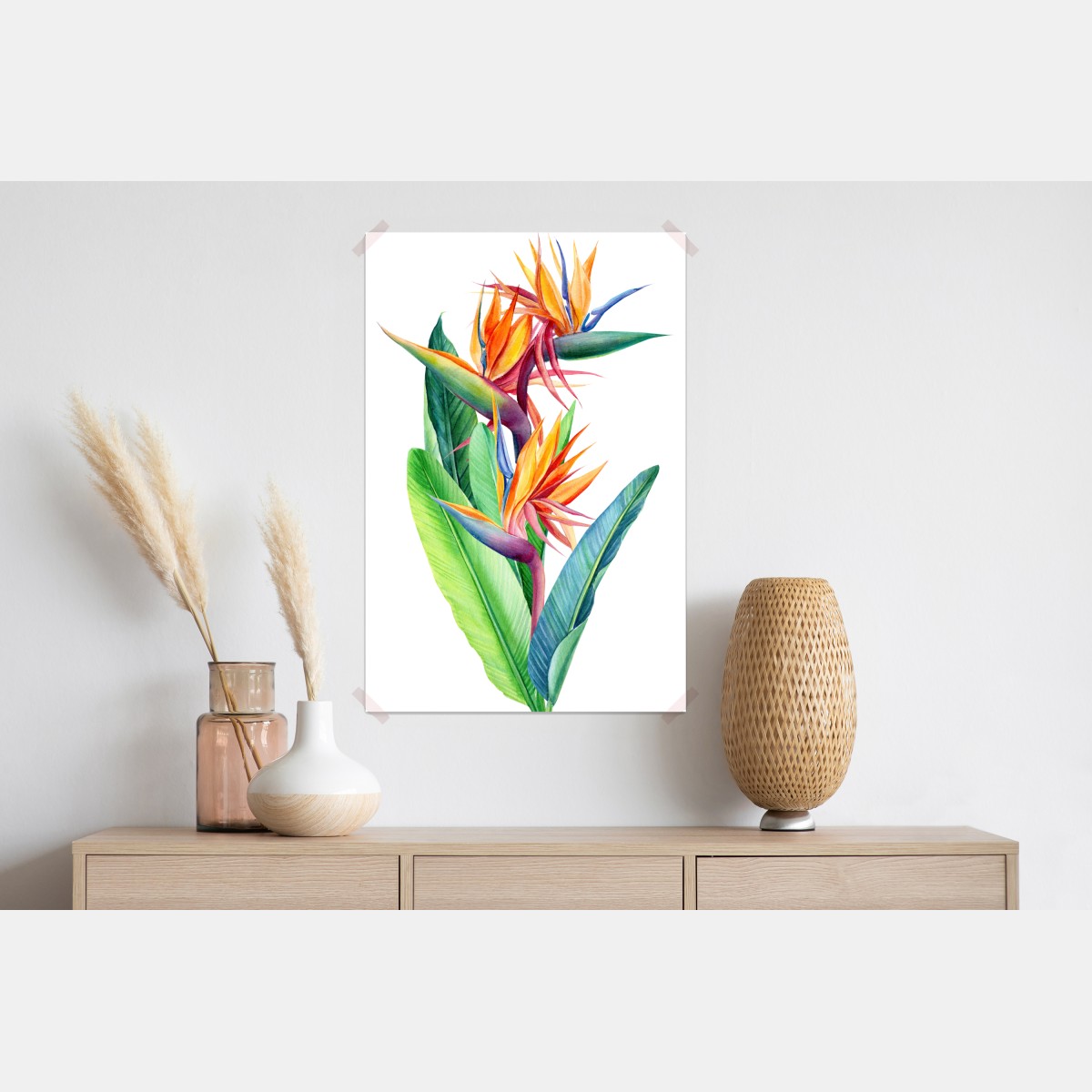 Plakat żywa strelicja akwarelowa ilustracja botaniczna – Wallissimo® Plakat żywa strelicja akwarelowa ilustracja botaniczna – Wallissimo®