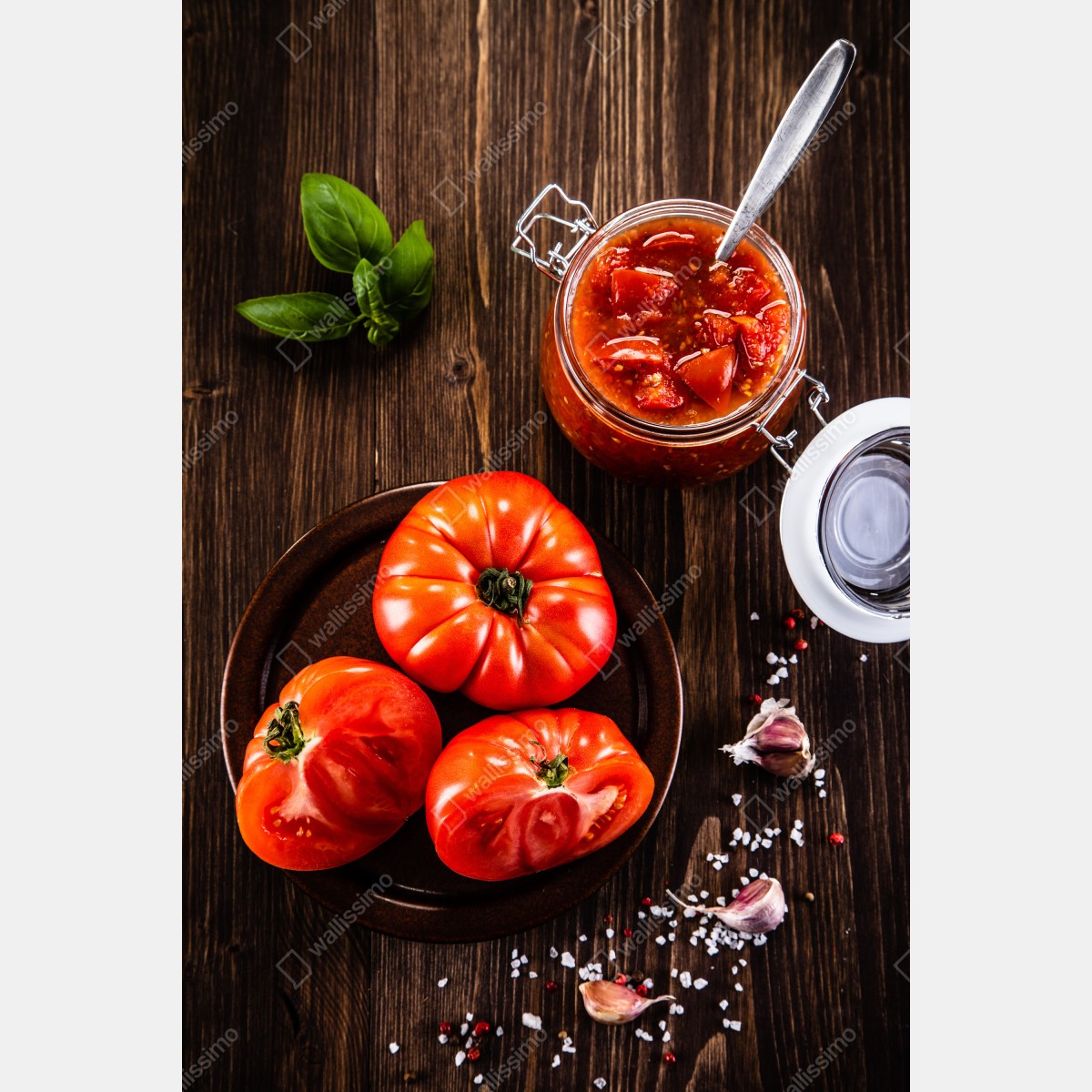 Plakat świeże pomidory i domowy sos – Wallissimo® Plakat świeże pomidory i domowy sos – Wallissimo®