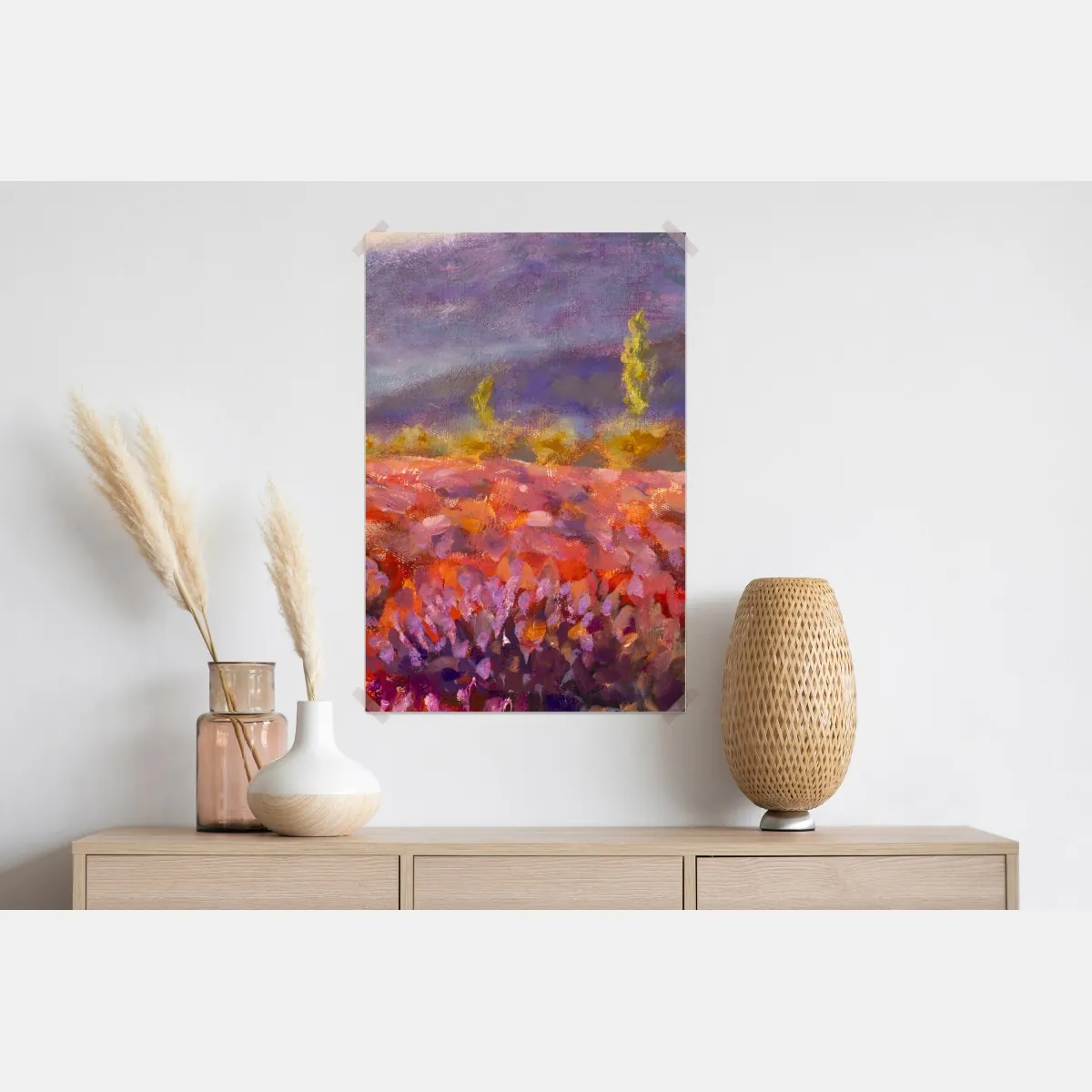 Plakat Prowansja pole lawendy obraz olejny – Wallissimo® Plakat Prowansja pole lawendy obraz olejny – Wallissimo®