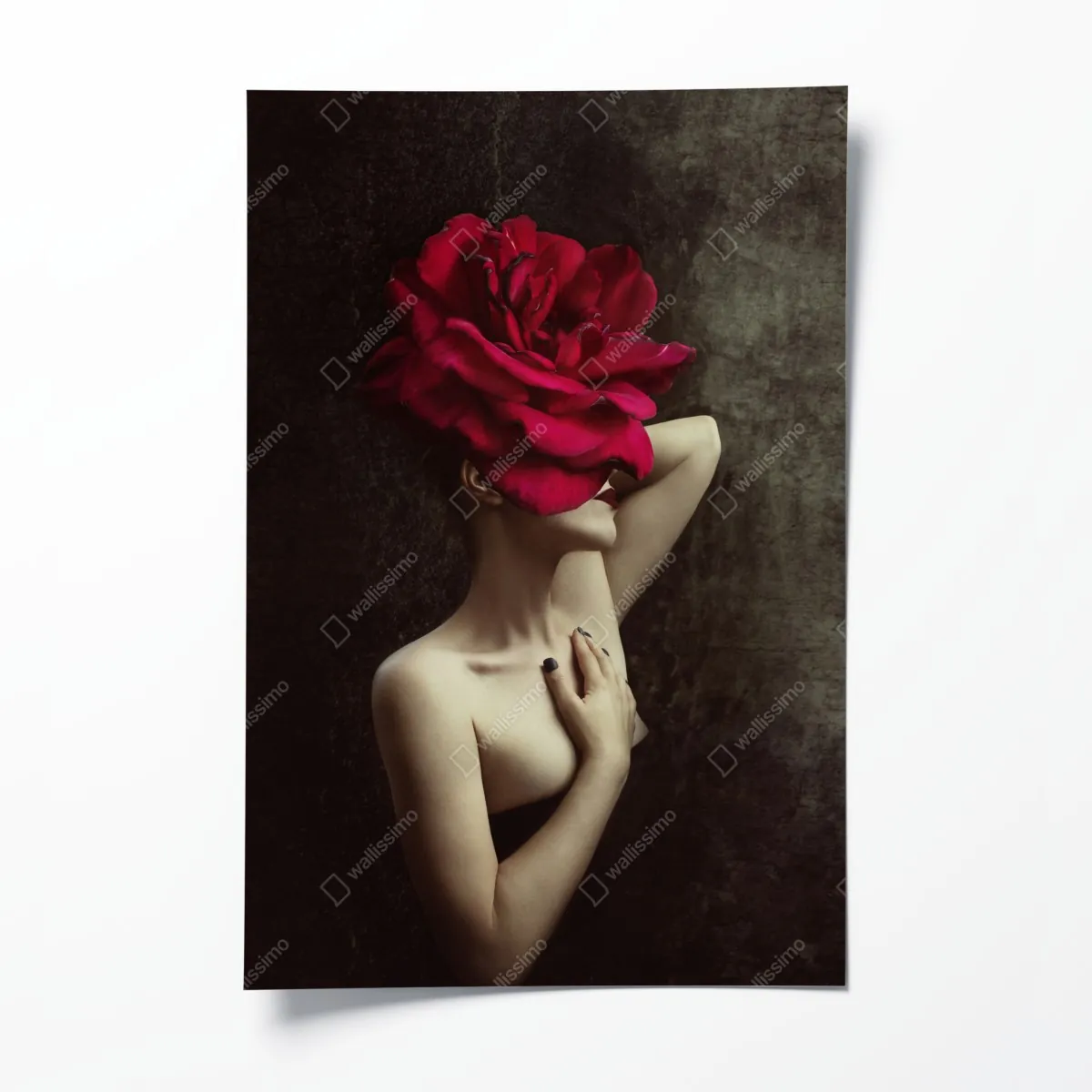 Plakat kobieta z głową z róży surrealistyczny portret – Wallissimo® Plakat kobieta z głową z róży surrealistyczny portret – Wallissimo®