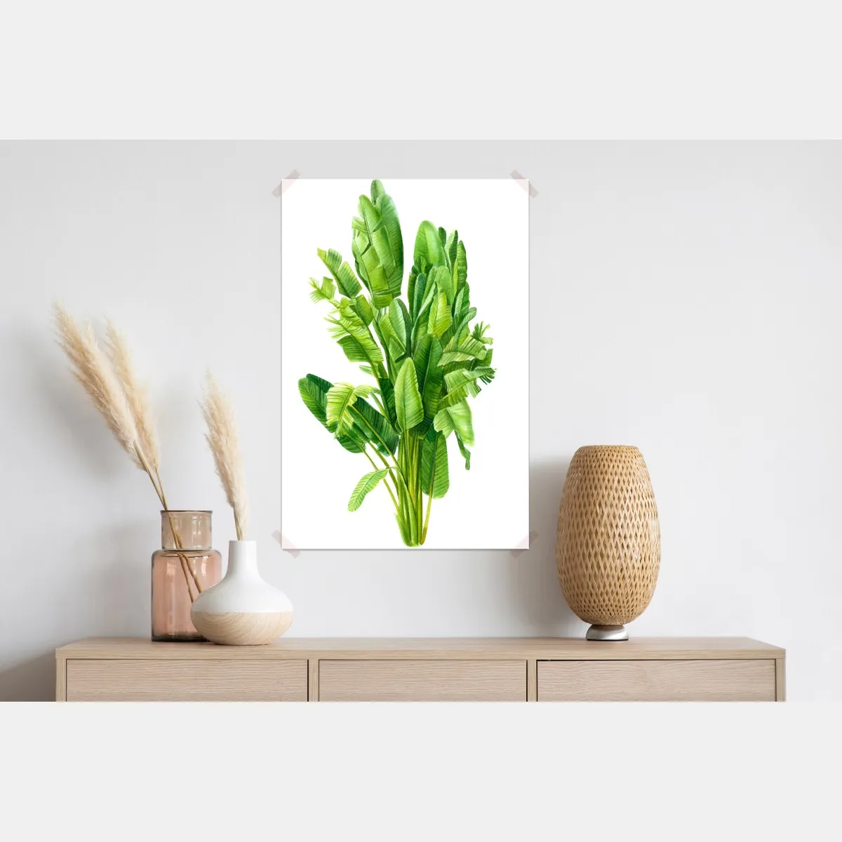 Plakat tropikalne liście bananowca w akwareli – Wallissimo® Plakat tropikalne liście bananowca w akwareli – Wallissimo®