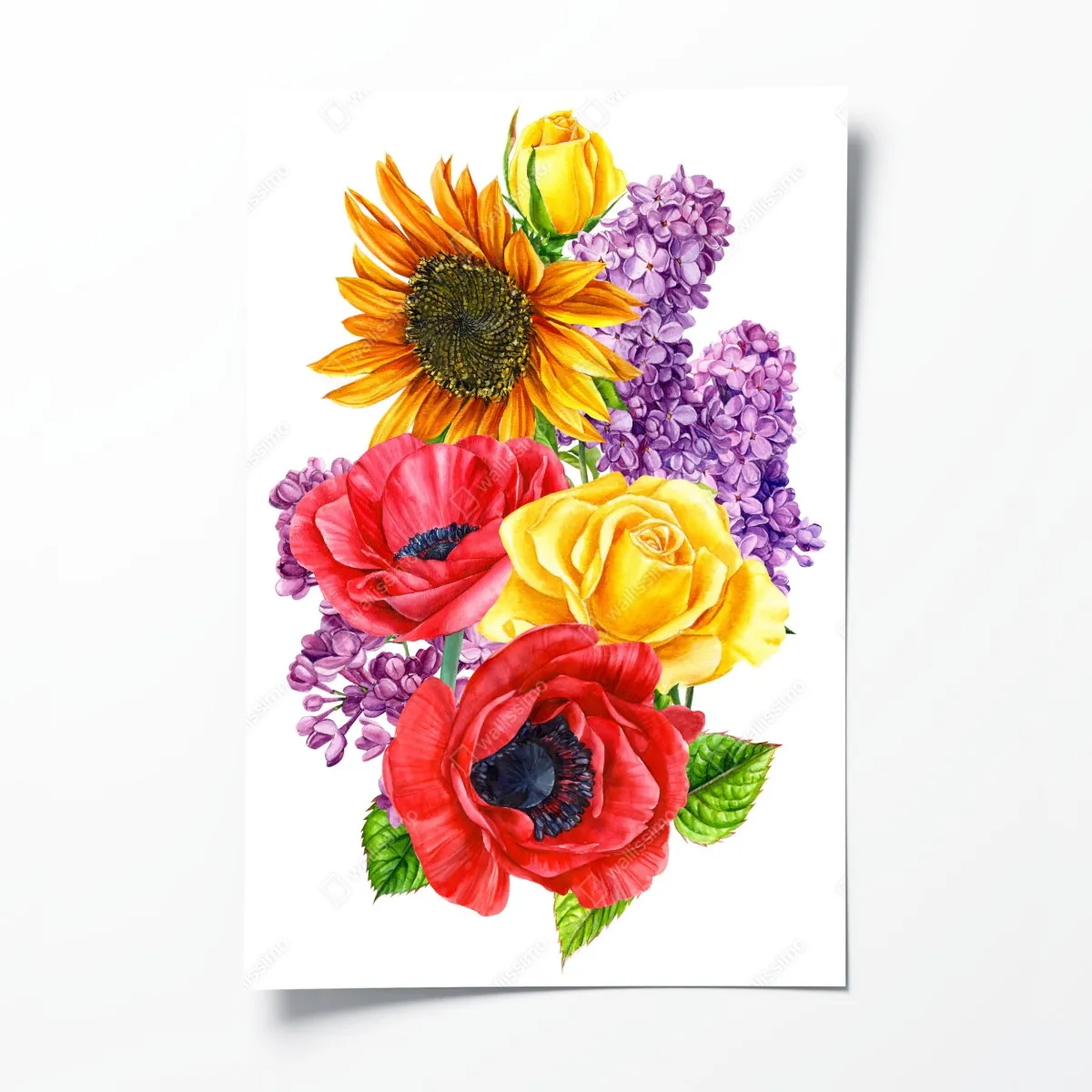 Plakat kolorowy akwarelowy bukiet kwiatów – Wallissimo® Plakat kolorowy akwarelowy bukiet kwiatów – Wallissimo®