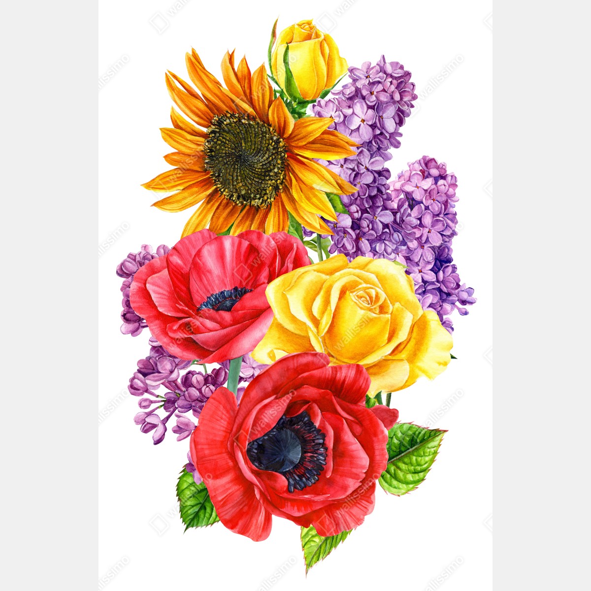 Plakat kolorowy akwarelowy bukiet kwiatów – Wallissimo® Plakat kolorowy akwarelowy bukiet kwiatów – Wallissimo®