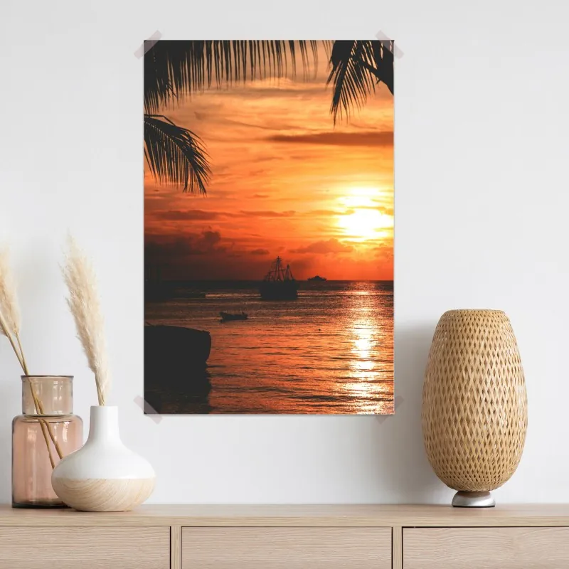 Plakat tropikalny zachód słońca nad morzem – Wallissimo® Plakat tropikalny zachód słońca nad morzem – Wallissimo®
