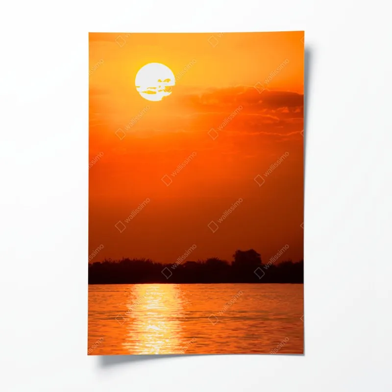 Plakat intensywna różowa fasada z niebieskimi drzwiami – Wallissimo®