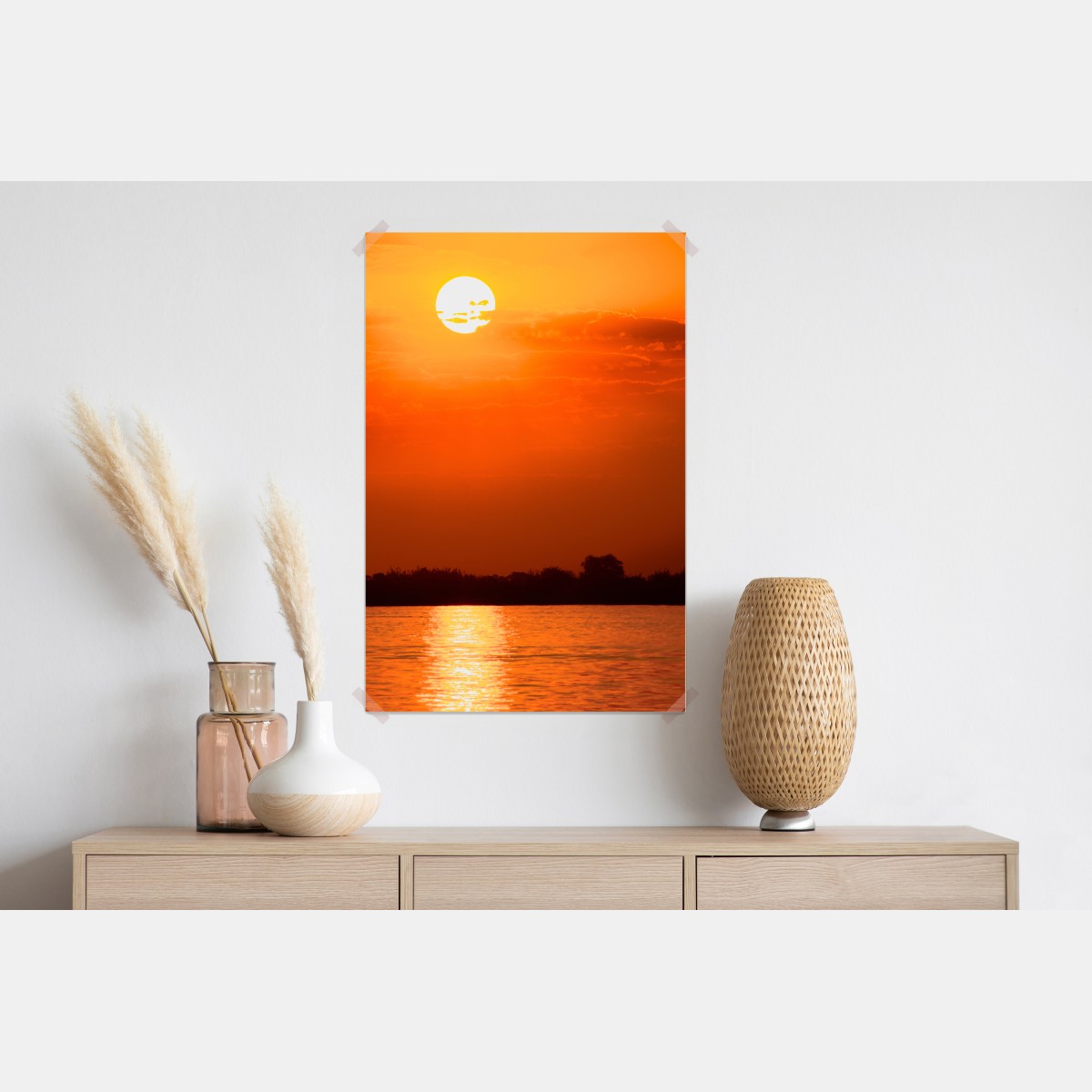 Plakat złoty zachód słońca nad spokojnym jeziorem – Wallissimo® Plakat złoty zachód słońca nad spokojnym jeziorem – Wallissimo®