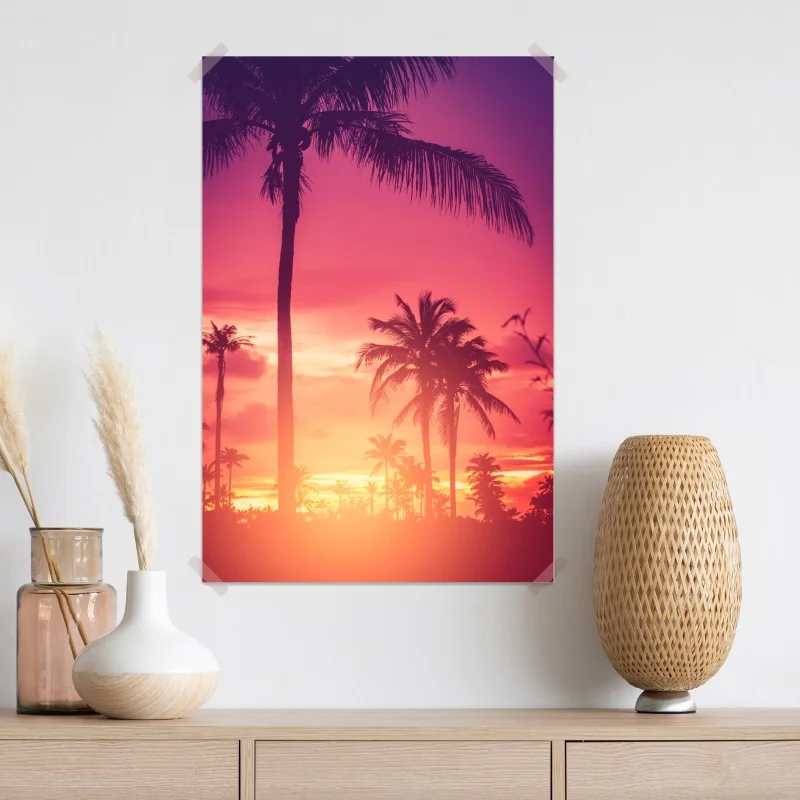 Plakat tropikalny zachód słońca z palmami – Wallissimo® Plakat tropikalny zachód słońca z palmami – Wallissimo®