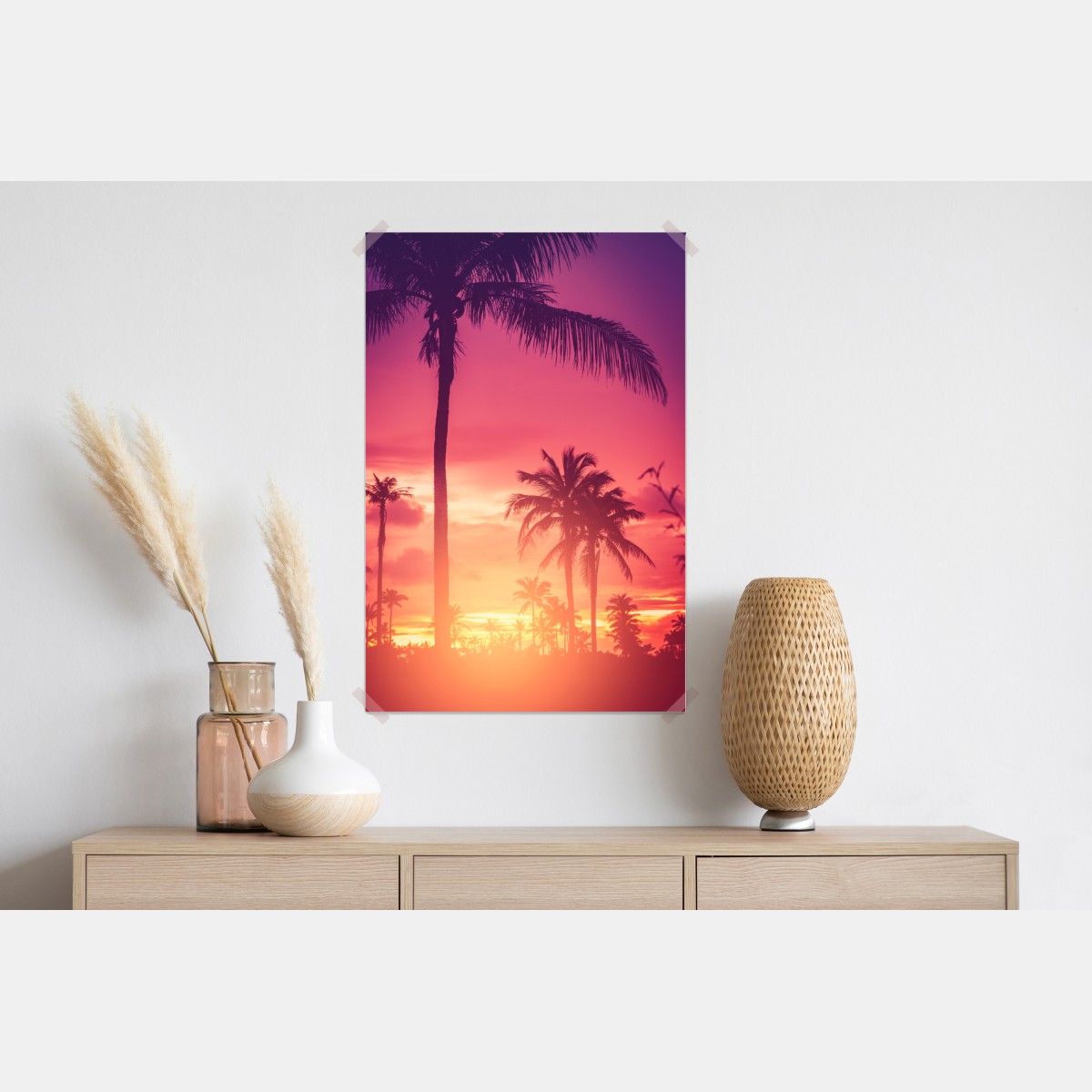 Plakat tropikalny zachód słońca z palmami – Wallissimo® Plakat tropikalny zachód słońca z palmami – Wallissimo®