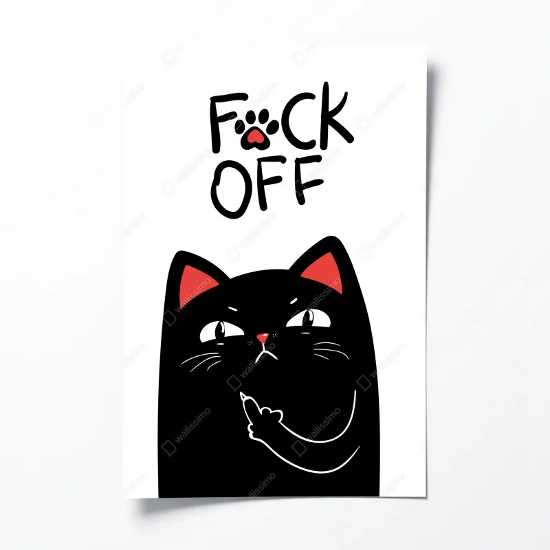 Plakat zuchwały czarny kot z charakterem