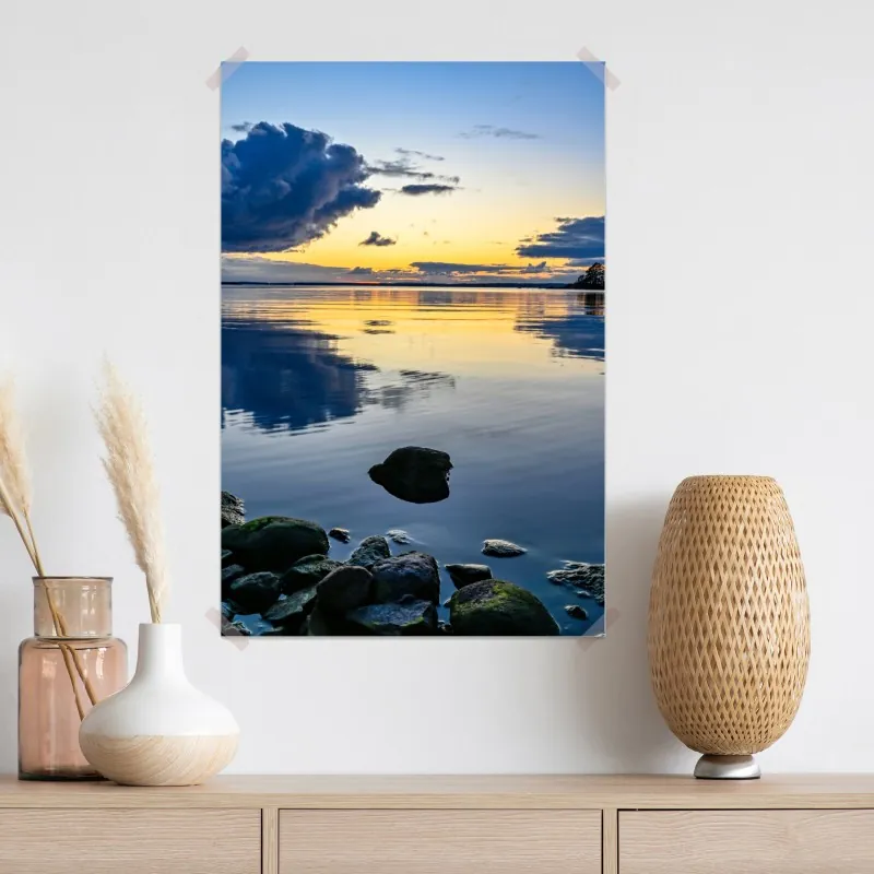 Plakat spokojne nadmorskie odbicie zachodu słońca – Wallissimo® Plakat spokojne nadmorskie odbicie zachodu słońca – Wallissimo®