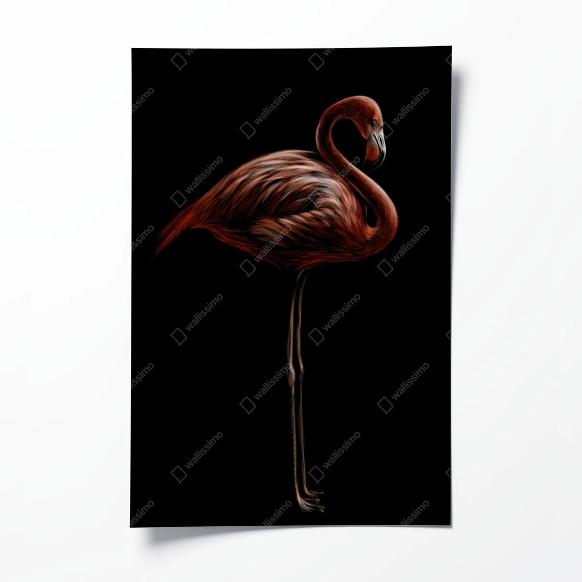 Plakat elegancki czerwony flaming na czarnym tle – Wallissimo® Plakat elegancki czerwony flaming na czarnym tle – Wallissimo®