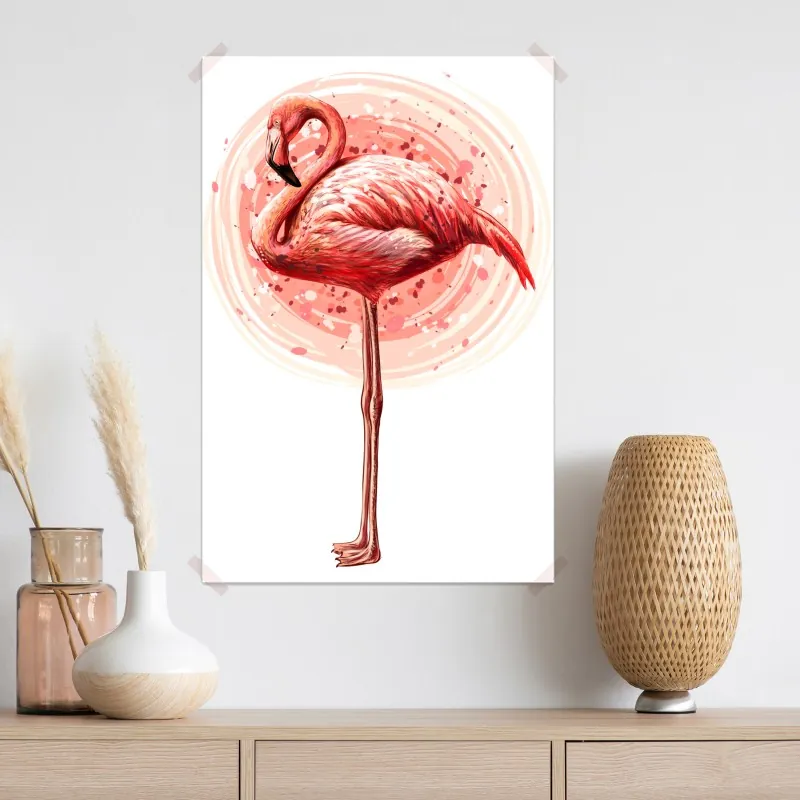 Plakat delikatny różowy flaming ilustracja akwarelowa – Wallissimo® Plakat delikatny różowy flaming ilustracja akwarelowa – Wallissimo®