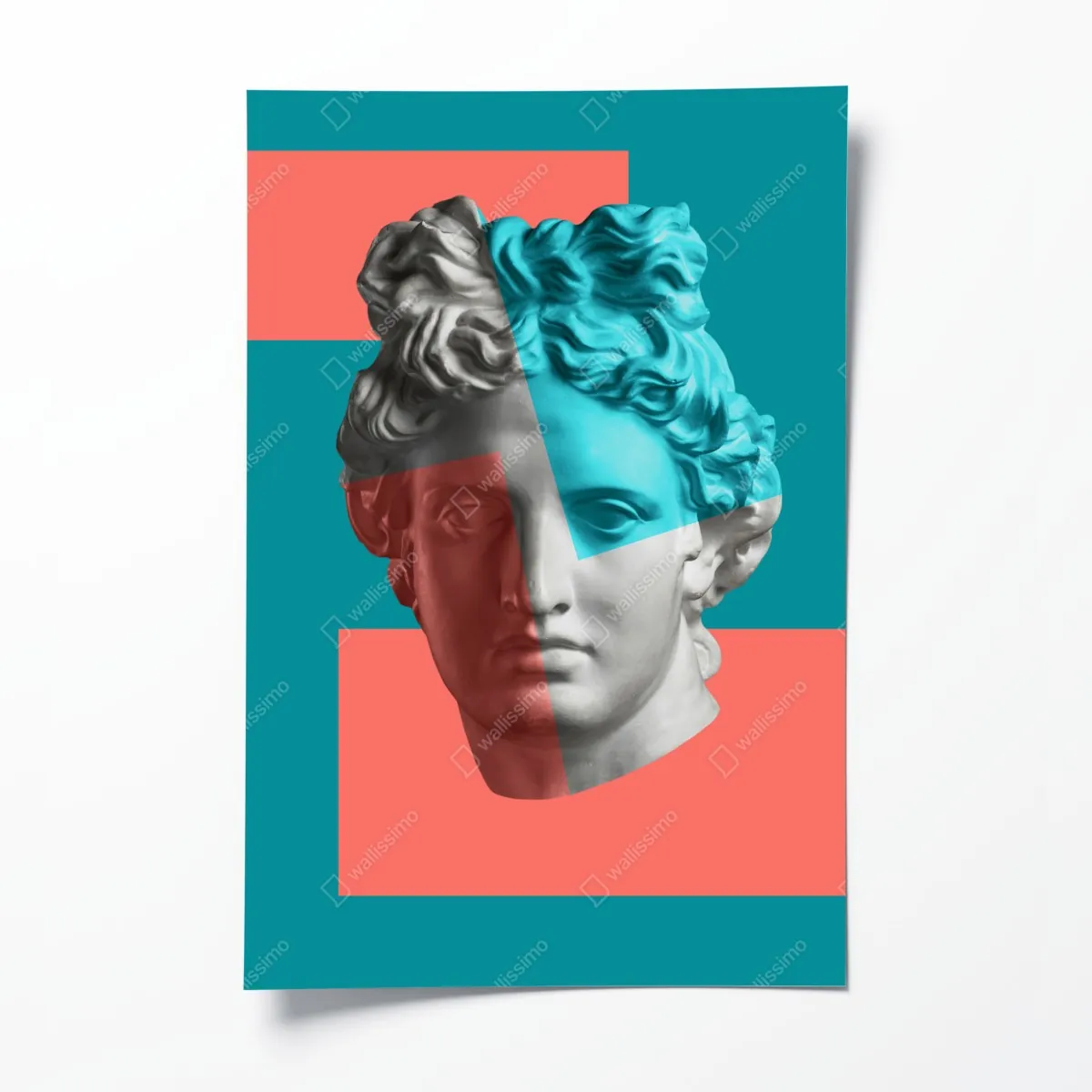 Plakat duotonalna rzeźba głowy w kolażu – Wallissimo® Plakat duotonalna rzeźba głowy w kolażu – Wallissimo®