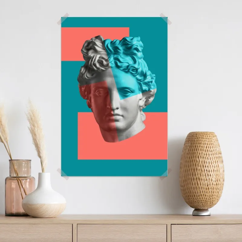Plakat duotonalna rzeźba głowy w kolażu – Wallissimo® Plakat duotonalna rzeźba głowy w kolażu – Wallissimo®