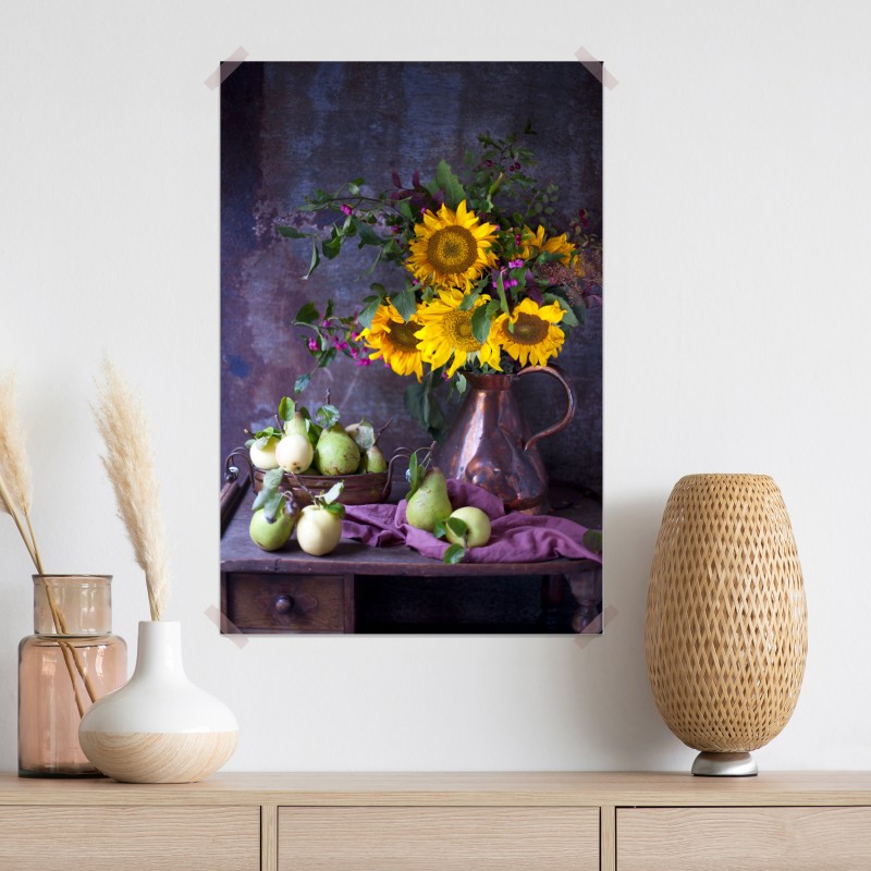 Plakat słoneczniki i gruszki rustykalna martwa natura – Wallissimo® Plakat słoneczniki i gruszki rustykalna martwa natura – Wallissimo®