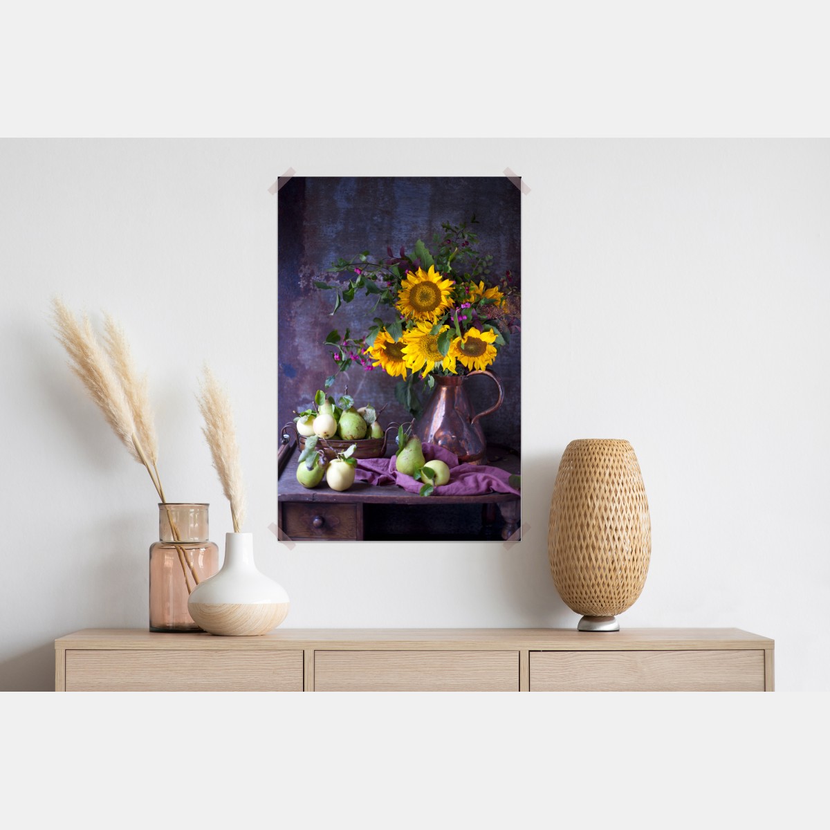 Plakat słoneczniki i gruszki rustykalna martwa natura – Wallissimo® Plakat słoneczniki i gruszki rustykalna martwa natura – Wallissimo®