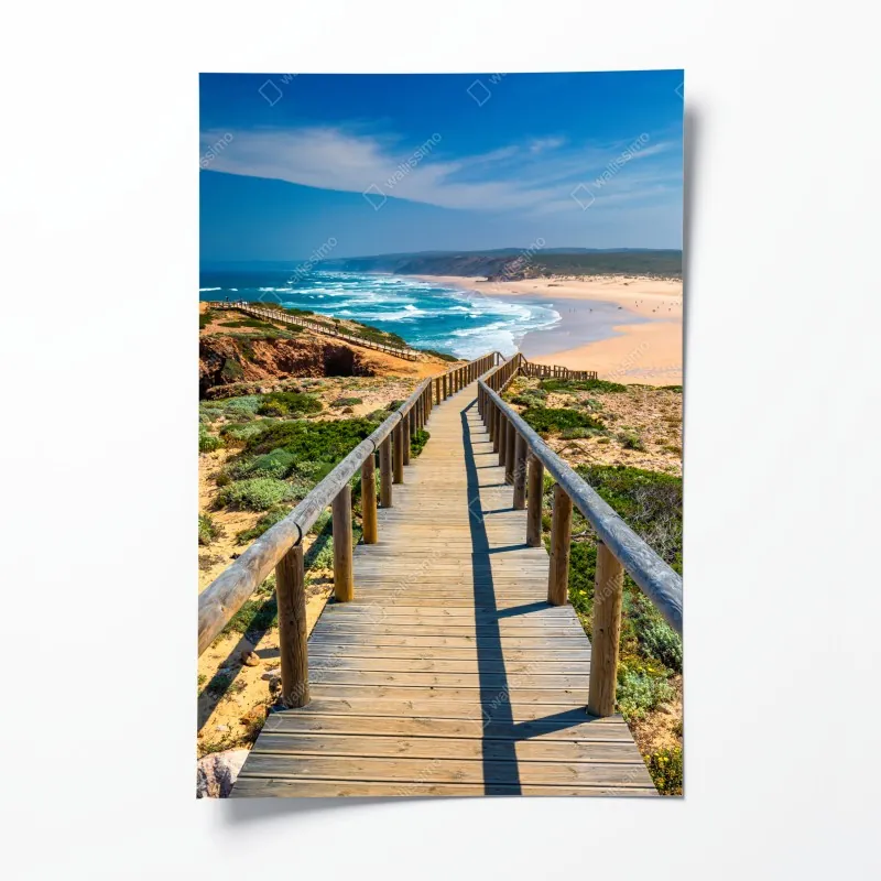 Plakat niebieski kwiatowy wzór toile – Wallissimo®