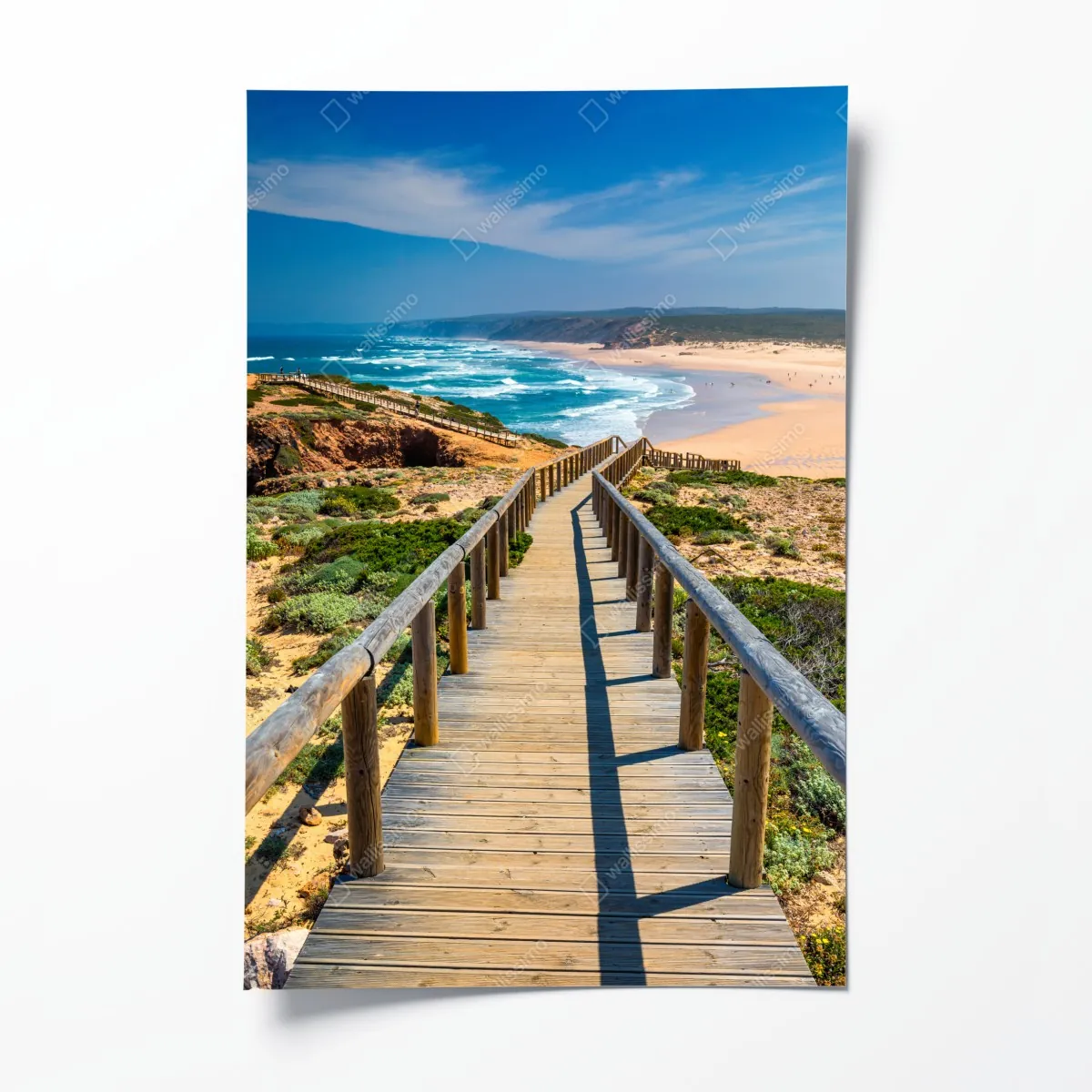 Plakat drewniany pomost prowadzący na plażę Praia da Bordeira – Wallissimo® Plakat drewniany pomost prowadzący na plażę Praia da Bordeira – Wallissimo®