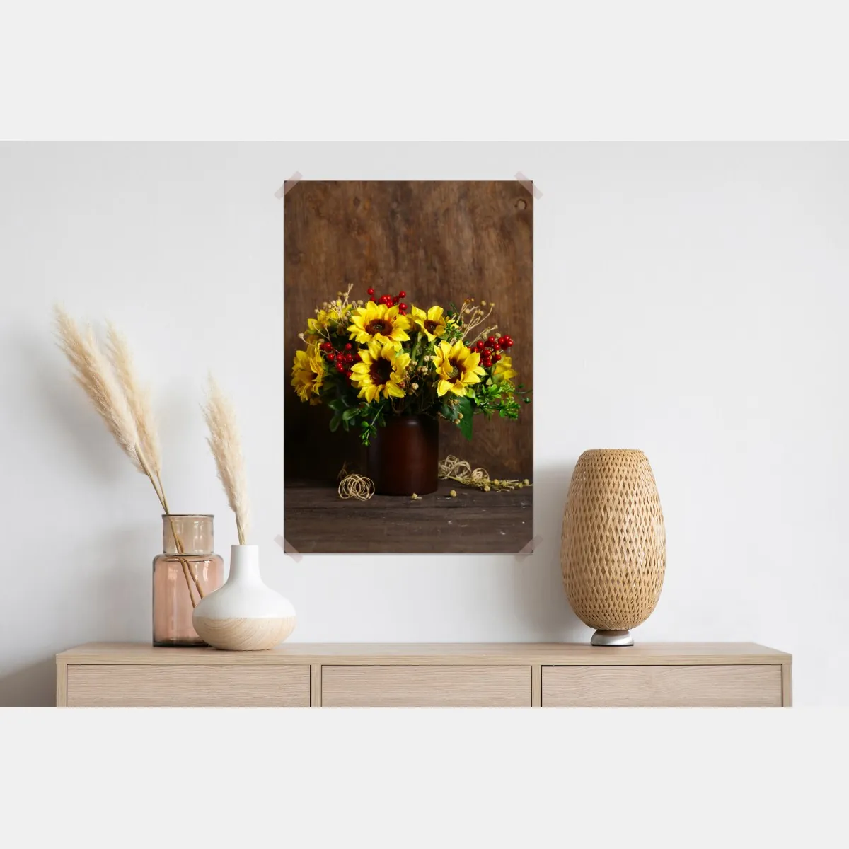 Plakat jesienny bukiet słoneczników na drewnianym tle – Wallissimo® Plakat jesienny bukiet słoneczników na drewnianym tle – Wallissimo®