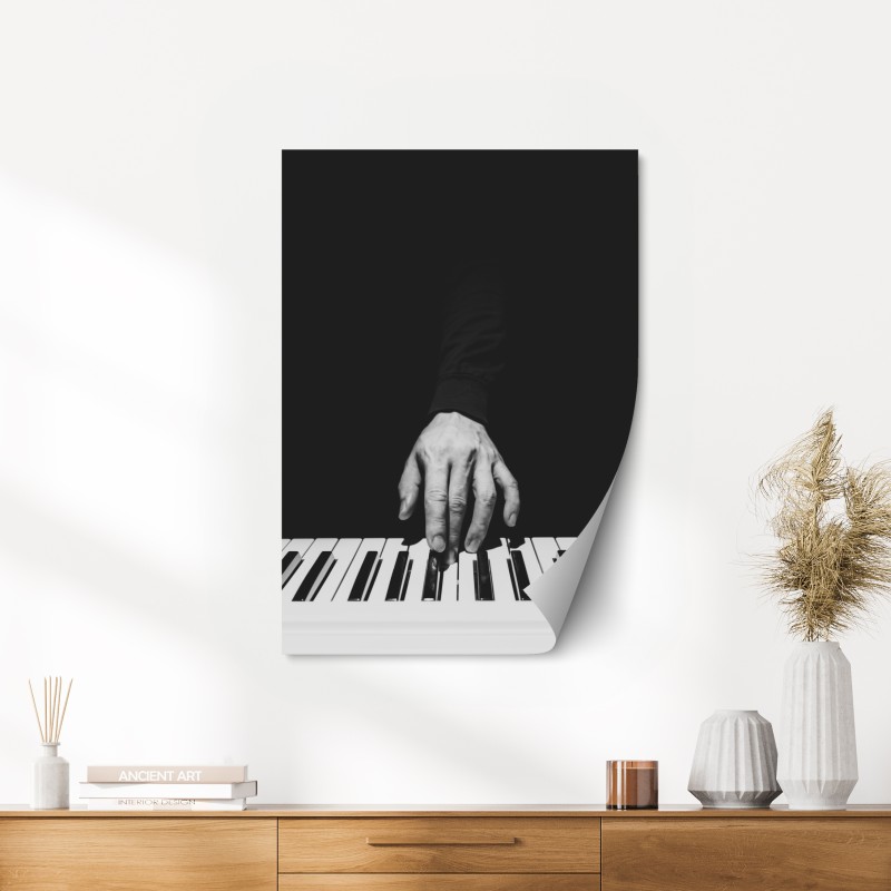 Plakat monochromatyczne zbliżenie ręki przy pianinie – Wallissimo® Plakat monochromatyczne zbliżenie ręki przy pianinie – Wallissimo®