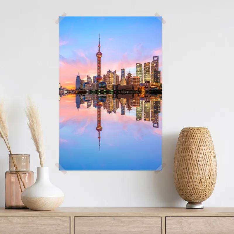 Plakat Szanghaj o wschodzie słońca – Wallissimo® Plakat Szanghaj o wschodzie słońca – Wallissimo®
