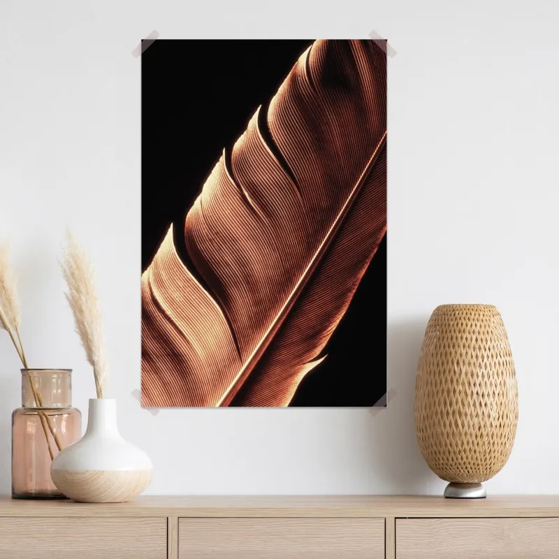 Plakat złote pióro makro na czarnym tle – Wallissimo® Plakat złote pióro makro na czarnym tle – Wallissimo®