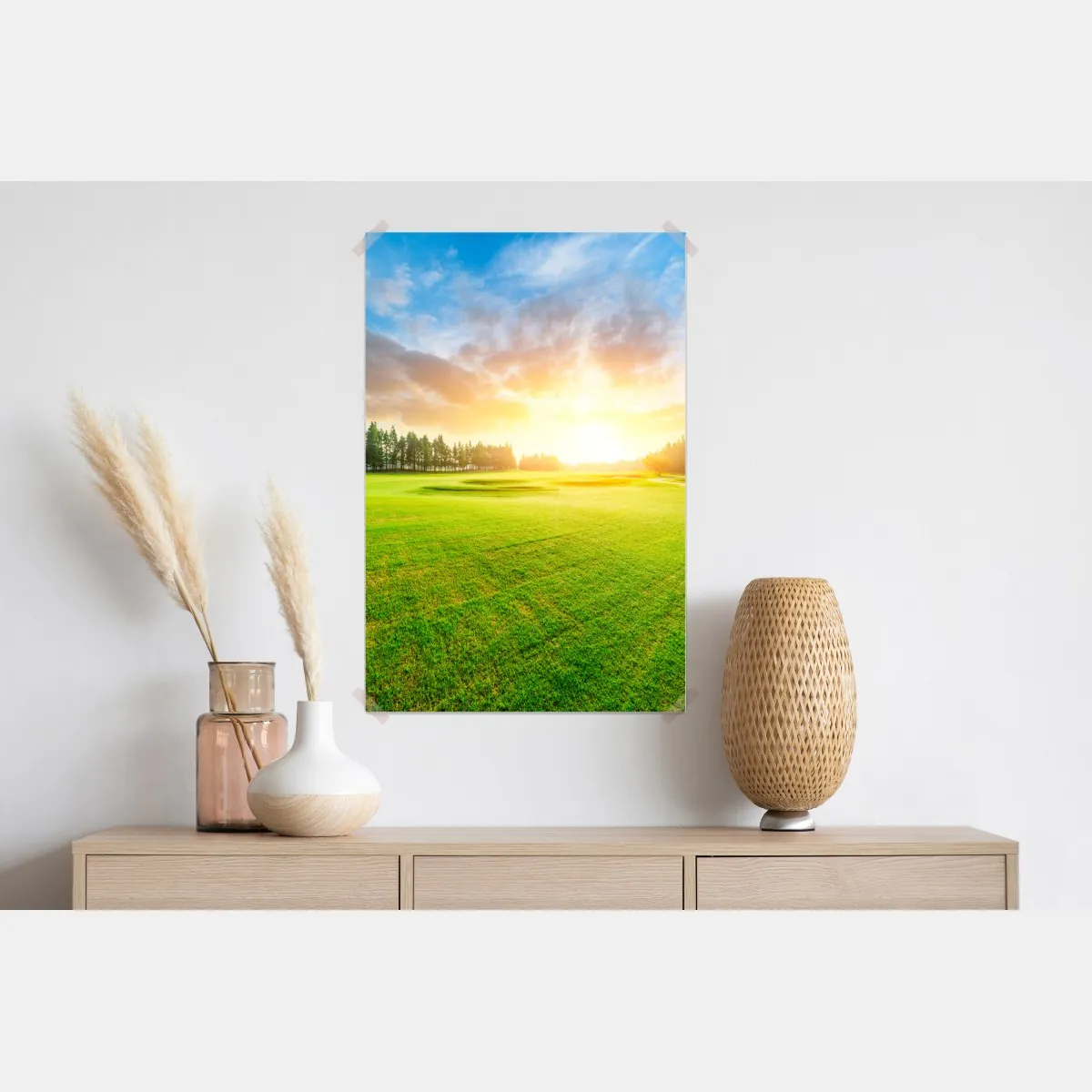 Plakat słoneczna łąka i las o wschodzie słońca – Wallissimo® Plakat słoneczna łąka i las o wschodzie słońca – Wallissimo®