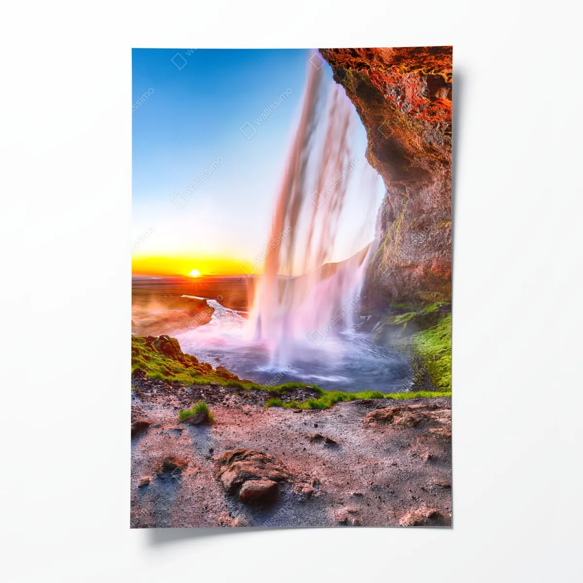 Plakat Seljalandsfoss wodospad o zachodzie słońca – Wallissimo® Plakat Seljalandsfoss wodospad o zachodzie słońca – Wallissimo®