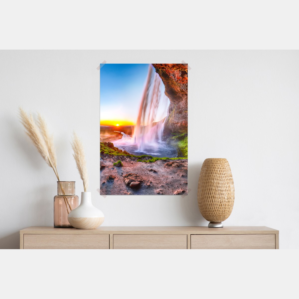 Plakat Seljalandsfoss wodospad o zachodzie słońca – Wallissimo® Plakat Seljalandsfoss wodospad o zachodzie słońca – Wallissimo®