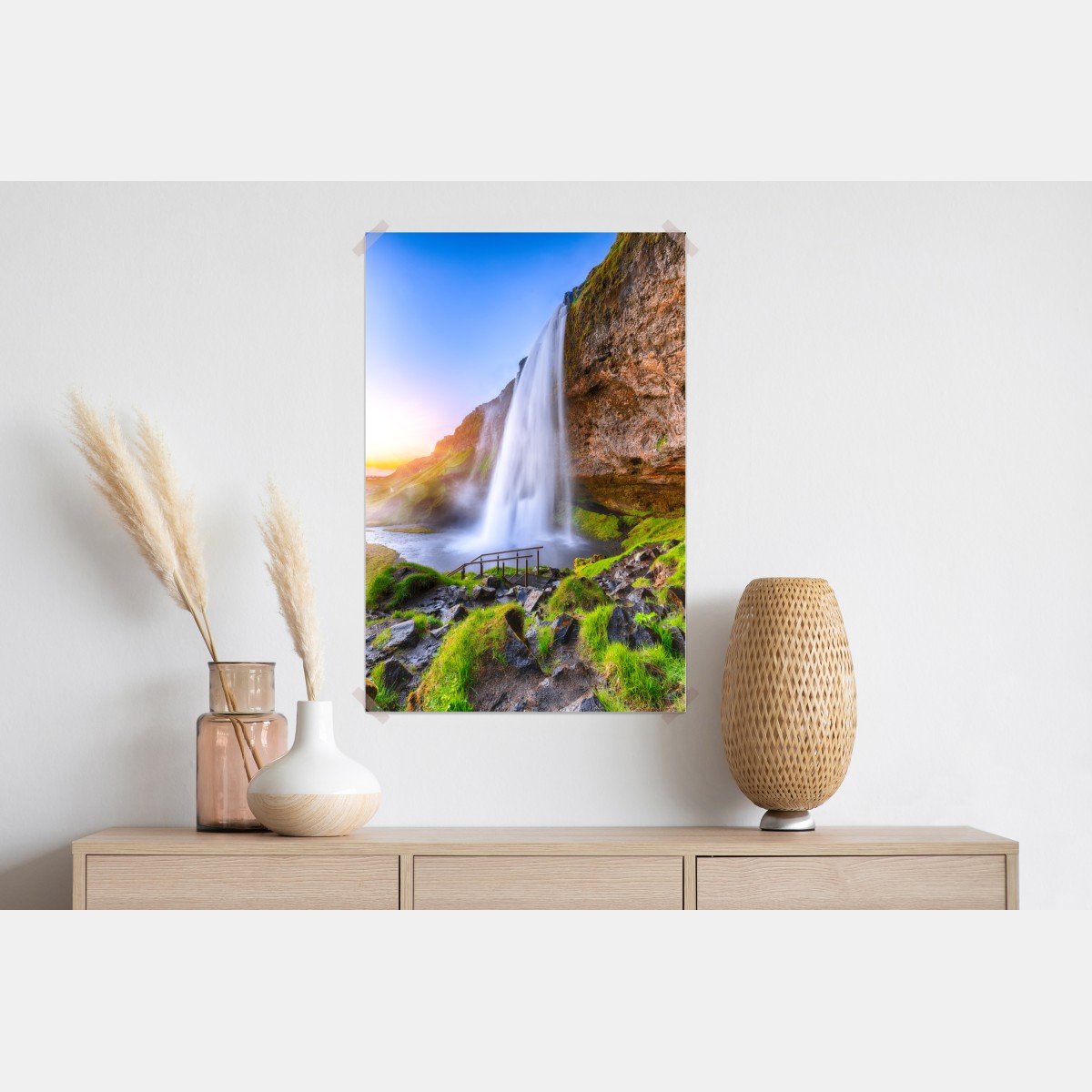 Plakat Seljalandsfoss wodospad o zachodzie słońca – Wallissimo® Plakat Seljalandsfoss wodospad o zachodzie słońca – Wallissimo®