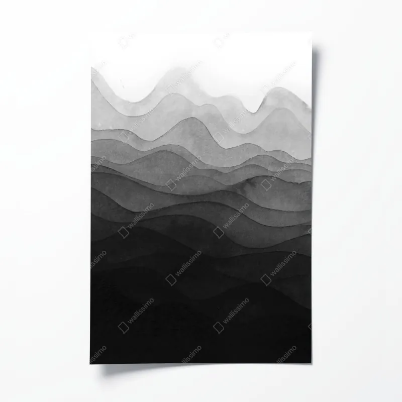 Plakat monochromatyczne warstwowe góry