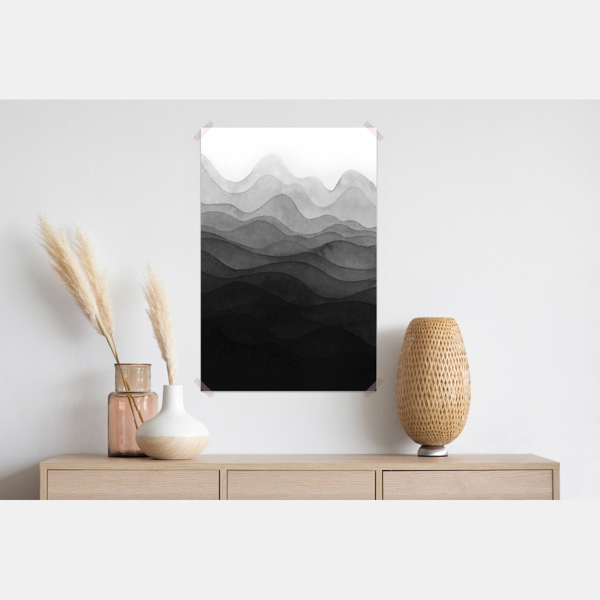 Plakat monochromatyczne warstwowe góry – Wallissimo® Plakat monochromatyczne warstwowe góry – Wallissimo®