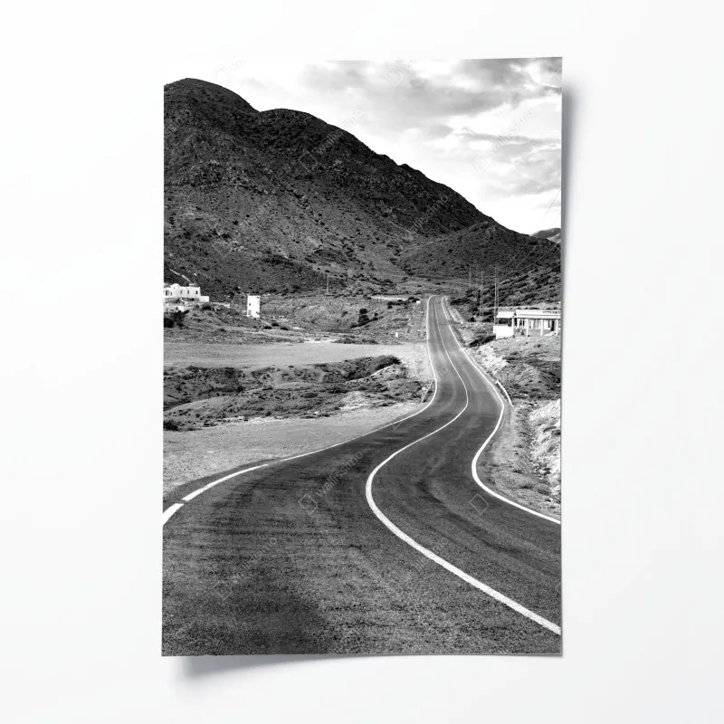 Plakat kręta droga w górach