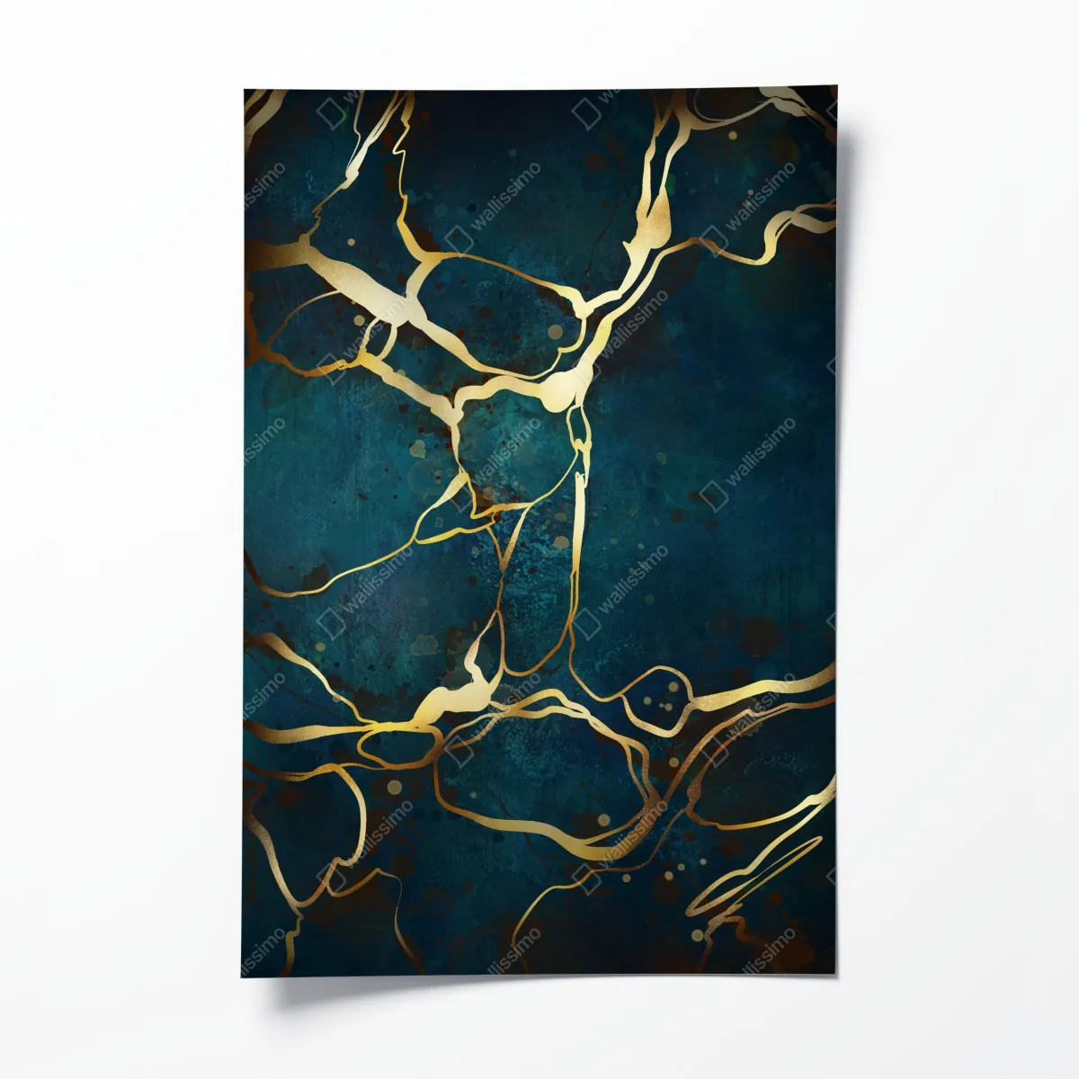 Plakat turkusowo-złota abstrakcja ze złotymi żyłami – Wallissimo® Plakat turkusowo-złota abstrakcja ze złotymi żyłami – Wallissimo®