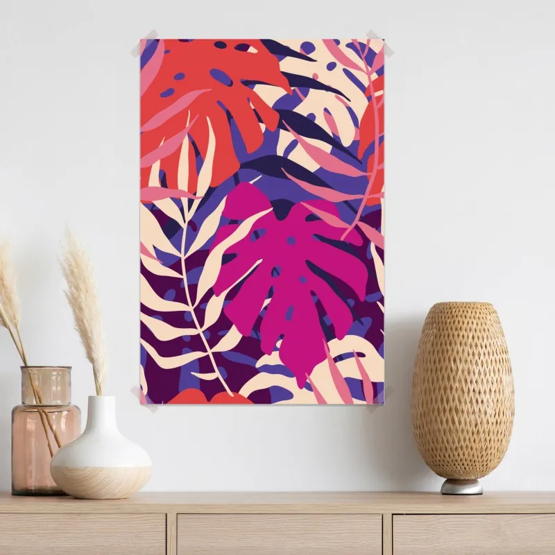 Plakat pastelowy tropikalny wzór liści – Wallissimo® Plakat pastelowy tropikalny wzór liści – Wallissimo®