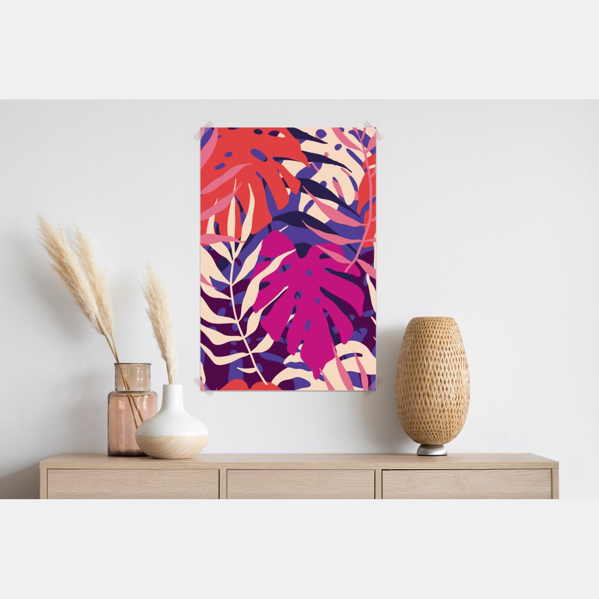 Plakat pastelowy tropikalny wzór liści – Wallissimo® Plakat pastelowy tropikalny wzór liści – Wallissimo®