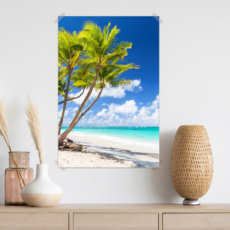 Plakat tropikalna plaża z palmami w Punta Cana – Wallissimo® Plakat tropikalna plaża z palmami w Punta Cana – Wallissimo®